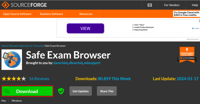 download safe exam browser from sourceforge